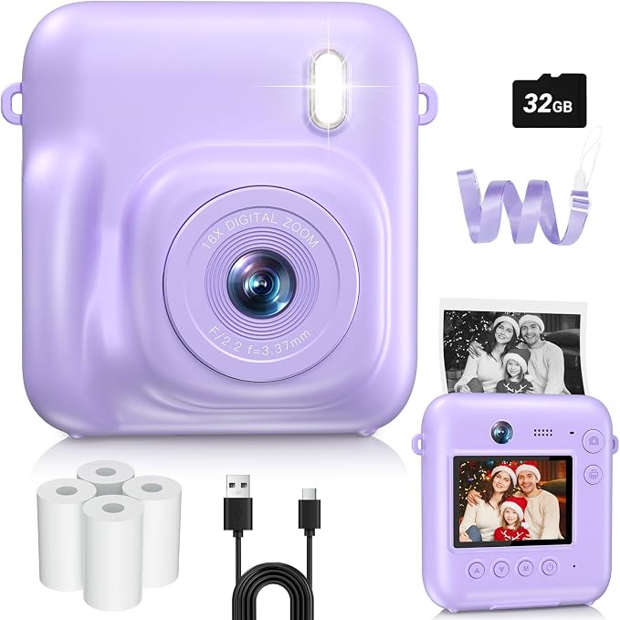 Digital Camera for Kids Instant Print, 48MP Dual-Lens Kids Camera for Girls by ConveyWarmthtoTheOneYouLove