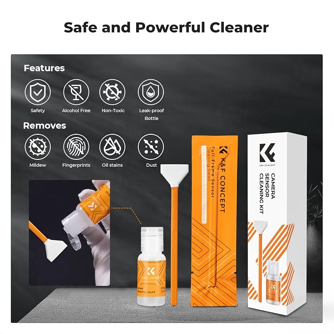 K&F CONCEPT 24mm Full Frame Sensor Cleaning Swab*6 + 20ml Sensor Cleaner - Image 4