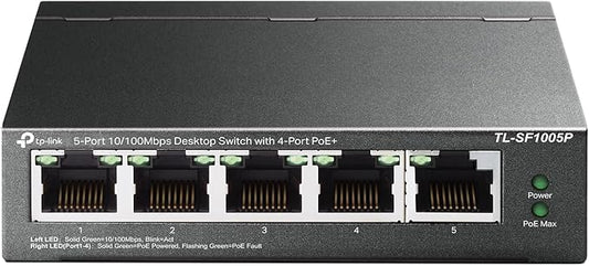 TP-Link TL-SF1005P | 5 Fast Ethernet PoE Switch | 4 PoE+ 10/100 Mbps Ports @67W by TP-Link