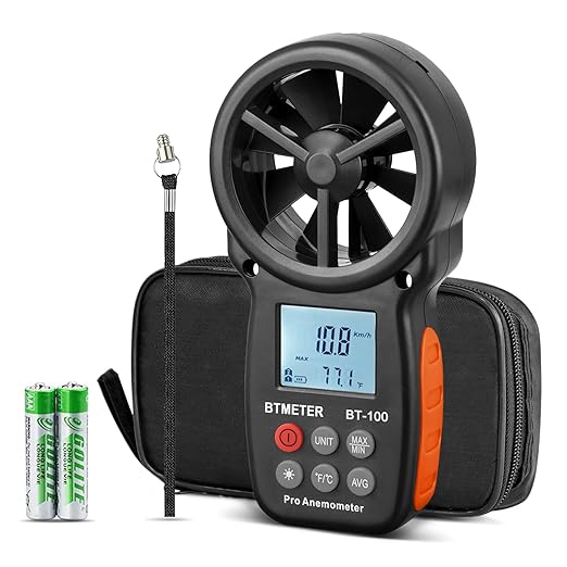 BTMETER BT-100 Handheld Anemometer, Digital Wind Speed CFM Meter Gauge Air Flow by BTMETER