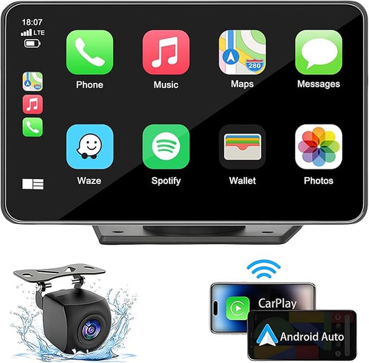 Capapro 7" HD Portable Carplay Wireless Touch Screen Double Din Car Stereo by Capapro