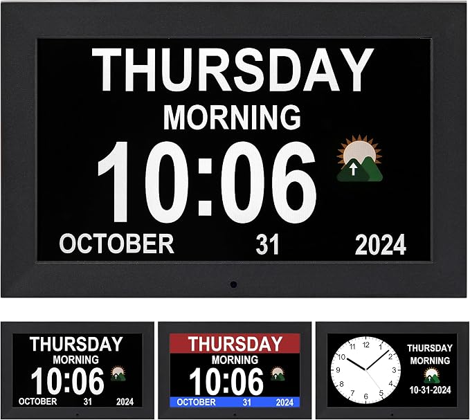 Large digital clock with time, Dementia clock with day and date - Image 2
