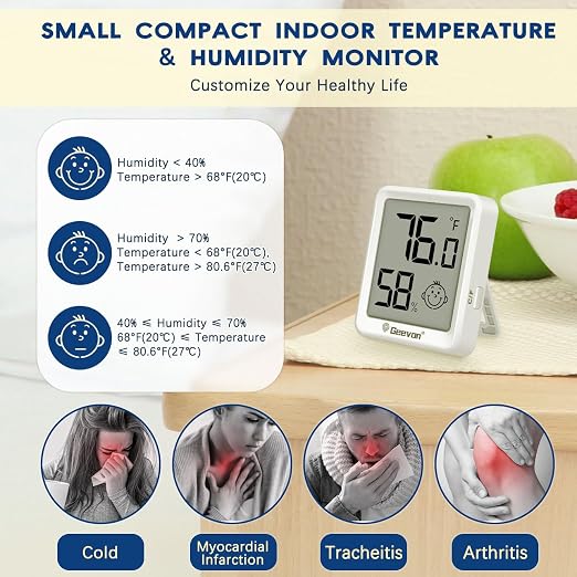 Geevon 4 Pack Mini Digital Hygrometer Gauge Indoor Thermometer – LCD Monitor - Image 3