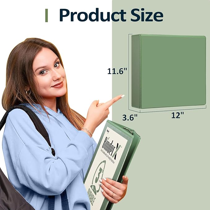 Sooez BinderX Extra Durable 3 Inch 3 Ring Binder, D-Ring Large Binder, Holds - Image 6