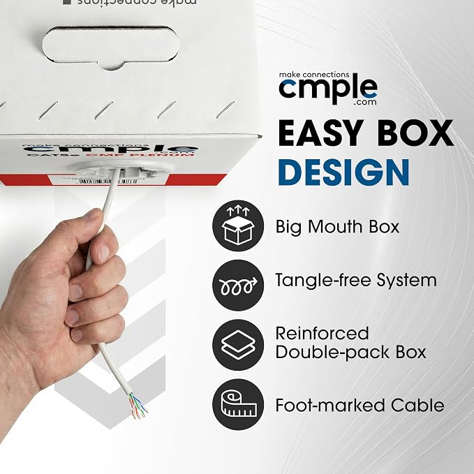 Cmple - Cat5e Plenum Cable 1000ft, 350MHz Gigabit Ethernet Solid Network - Image 7