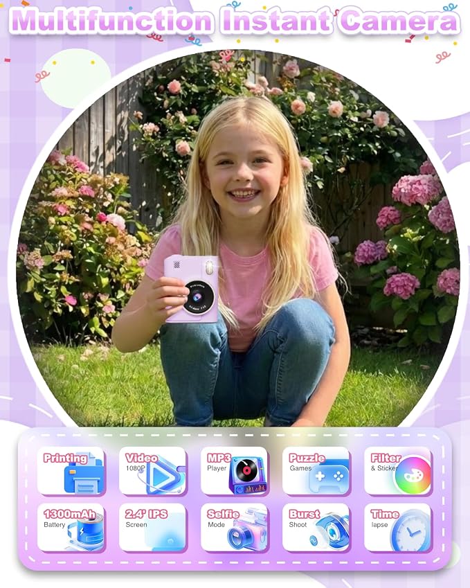 Instant Print Camera for Kids, Christmas Birthday Gifts for 4 5 6 7 8 9 10 Year - Image 2