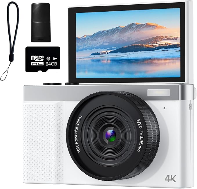 4K Digital Camera, 64MP Vlogging Camera by TZZPL
