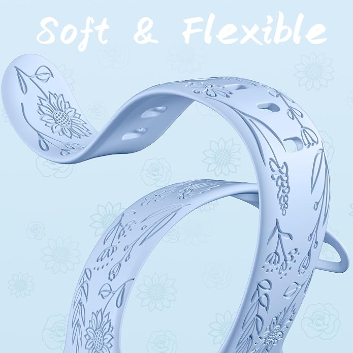 SNBLK 6 Pack Floral Engraved Bands Compatible - Image 5