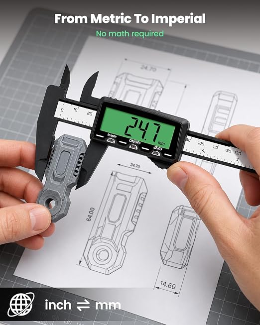 HARDELL Rechargeable Digital Caliper 6", Plastic Calipers - Image 6