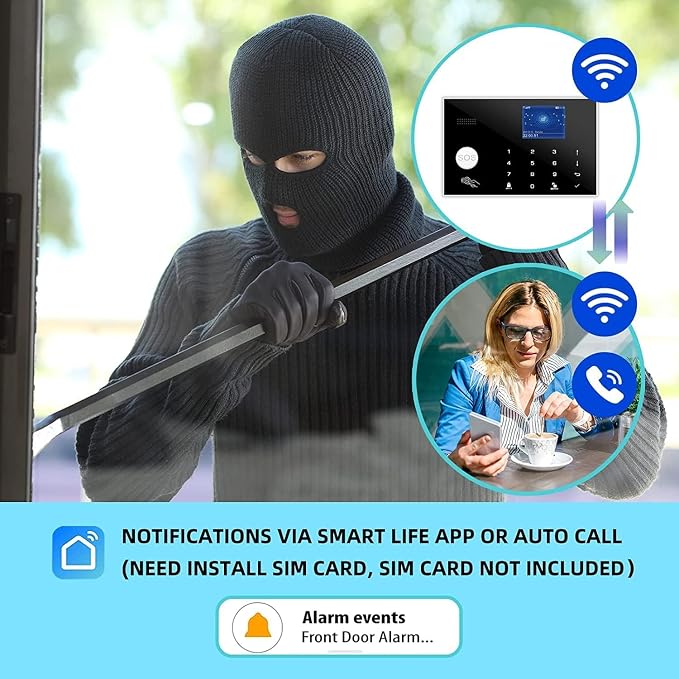 WiFi and 3/4G GSM Home Burglar Security Alarm System Auto Dial - Image 3