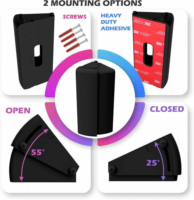 No Drill Adjustable 25 to 55 Degree Doorbell Angle Mount - Image 7