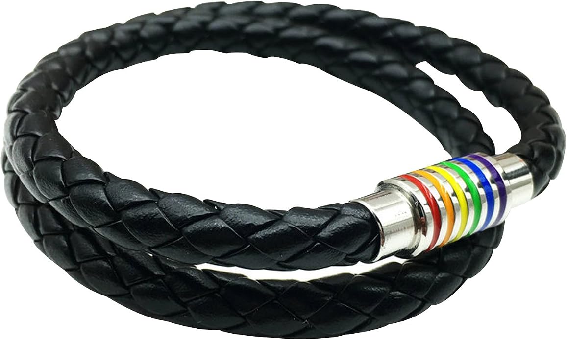 Nanafast Titanium Stainless Steel Rainbow LGBT Pride Bracelet Handmade Braided - Image 2
