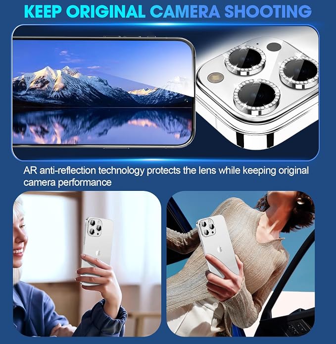 for iPhone 15 Pro/iPhone 15 Pro Max Camera Lens Protector Bling Individual - Image 4