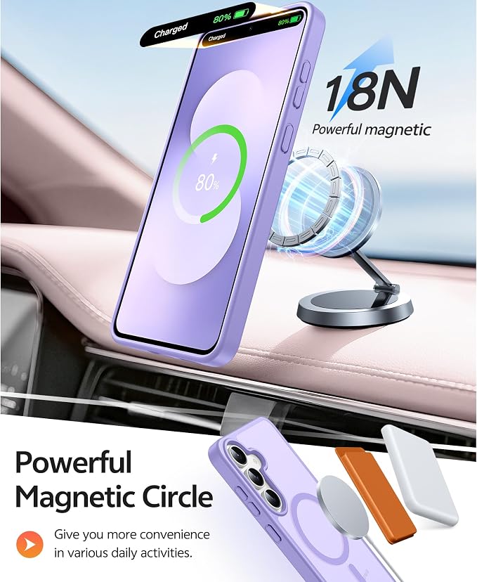 FNTCASE for Samsung Galaxy S25 FE Case: Magnetic Translucent Matte Military - Image 3