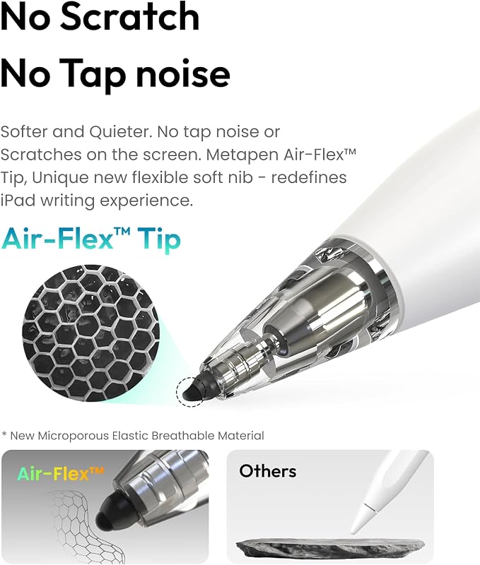 Metapen Pencil Air8 Pro for iPad 2018-2026, Ultra-Quiet, 2X Fast Charging - Image 2