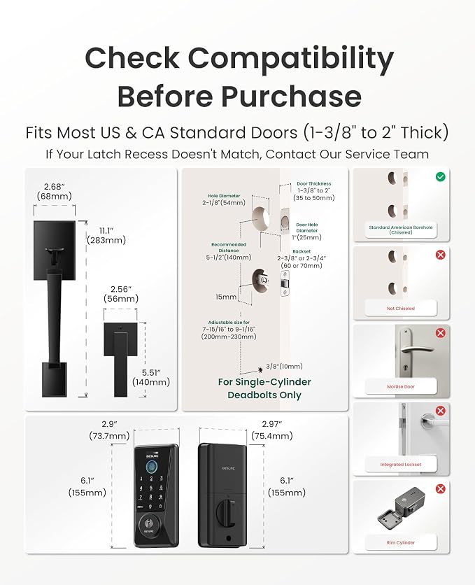 DESLOC Smart Lock D110 Plus, WiFi Fingerprint Smart Front Door Lock - Image 8