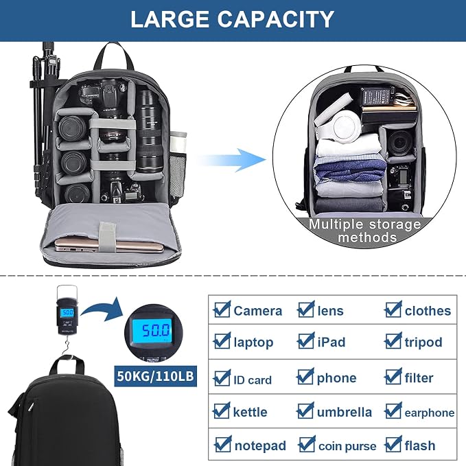 Cwatcun Camera Backpack Bag Professional - Image 4