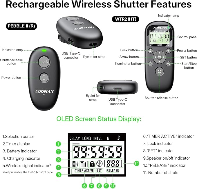 AODELAN Rechargeable Camera Timer Intervalometer Remote Control - Image 8