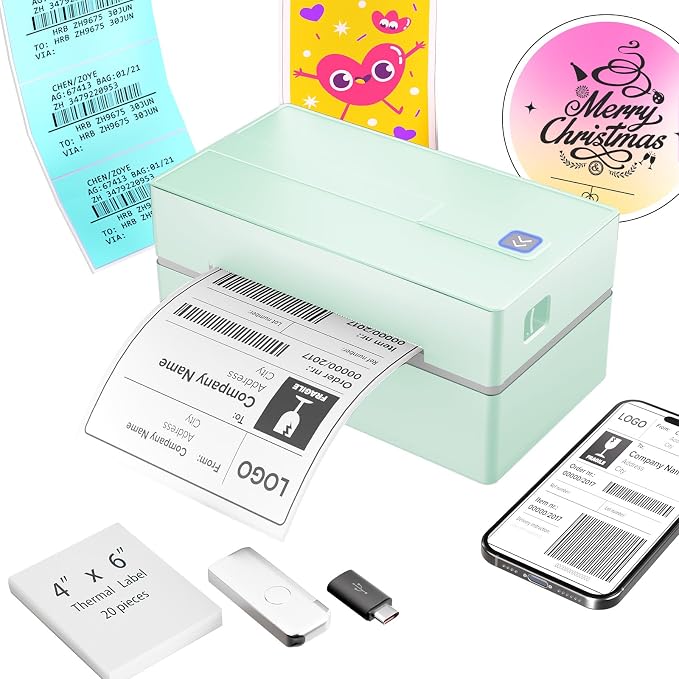 Bluetooth Thermal Shipping Label Printer: 4x6 Wireless Label Maker by Unknown