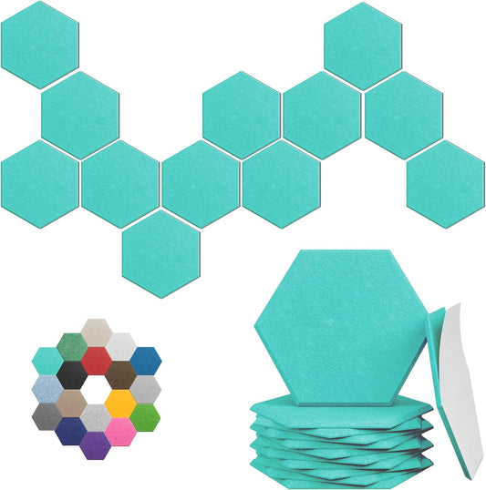 Hexagonal Acoustic Panels-18 Pack High-Density Sound Absorbing Panels 12"X10"X0.4" for Enhanced Noise Reduction, DIY Design, Idea for Studios, Offices, and Home Theaters(Viking Blue)
