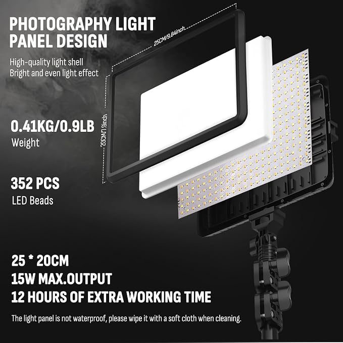 2-Pack LED Photography Lighting Kit, Arsoer 15W Bi-Color Video Light Kit - Image 2