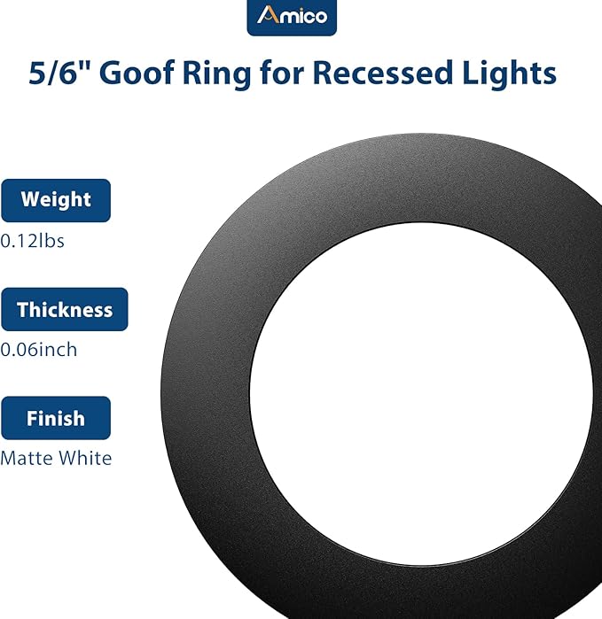 Amico 6 Pack Goof Rings for 6 Inch Recessed Lights, Can Light Trim Ring Cover - Image 7