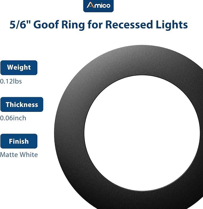 Amico 12 Pack Goof Rings for 6 Inch Recessed Lights, Can Light Trim Ring Cover - Image 7