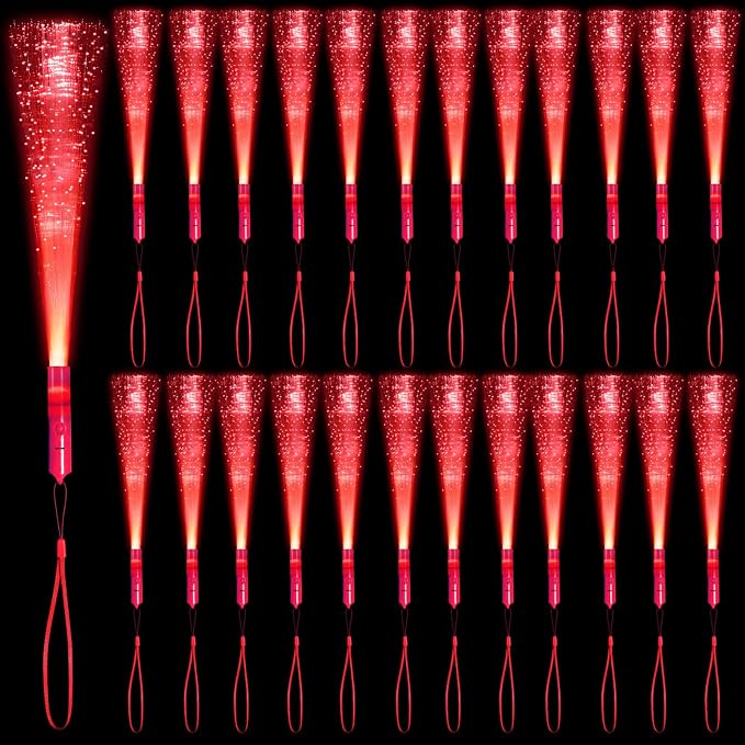36 Pack Red Glow Fiber Optic Wands Bulk Light up Wand Glow Sticks by NUDALA