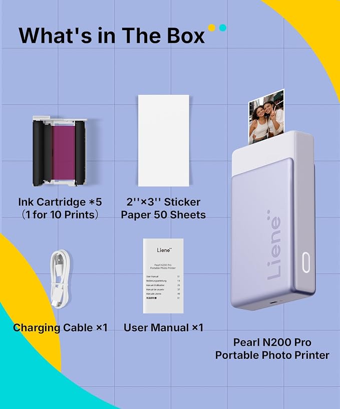 Liene Pearl N200 Pro Portable AI Photo Printer, Instant Mini Picture Printer - Image 9