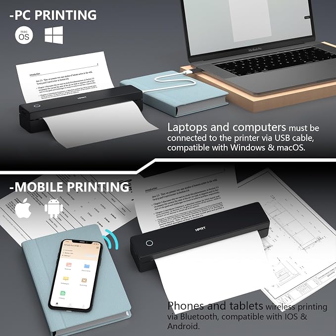 HPRT Portable Thermal Printer-Inkless Printer, Supports Thermal Paper&Labels - Image 3