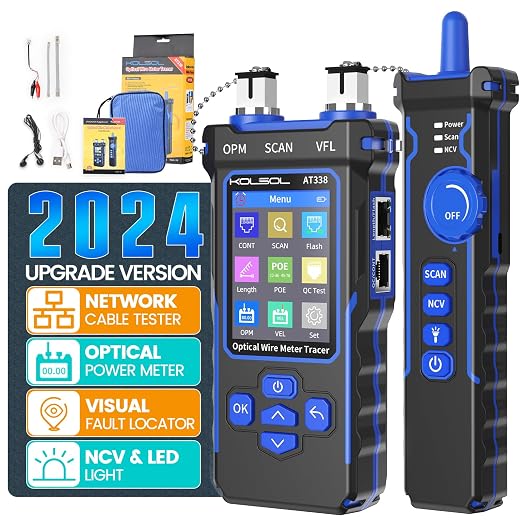 Network Cable Tester with Optical Power Meter, CAT5 CAT6 Ethernet Tester with by KOLSOL