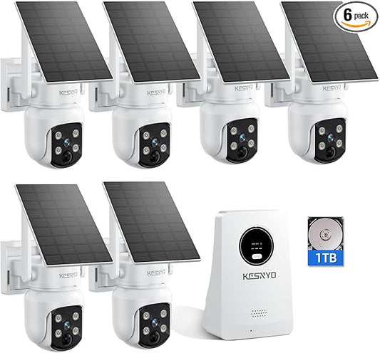 Solar Security Cameras Wireless Outdoor, 4MP Solar Powered, 6 Cam kit, Color by KCSNYOCamera