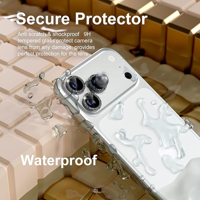 Misea Compatible for iPhone 17 Pro/iPhone 17 Pro Max Camera Lens Protector Bling - Image 3