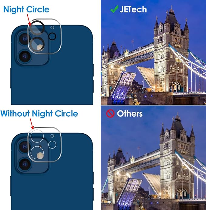 JETech Camera Lens Protector for iPhone 12 6.1-Inch, 9H Tempered Glass - Image 6