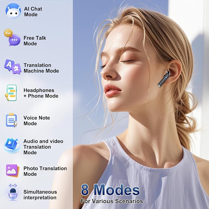 2026 AI Translation Earbuds Real Time, 165 Language Translator Earbuds 3-in-1 - Image 4