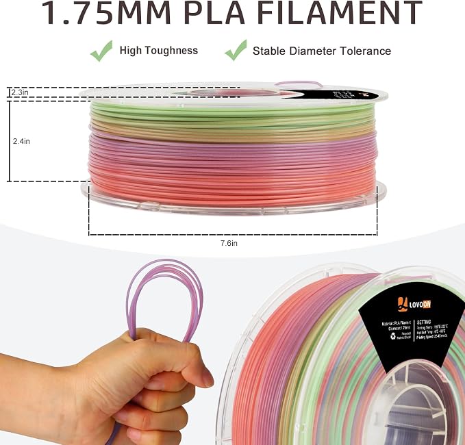 LOVOON 3D Printer Filament Luminous Glow Rainbow PLA, Magic irradiative 3D PLA - Image 5