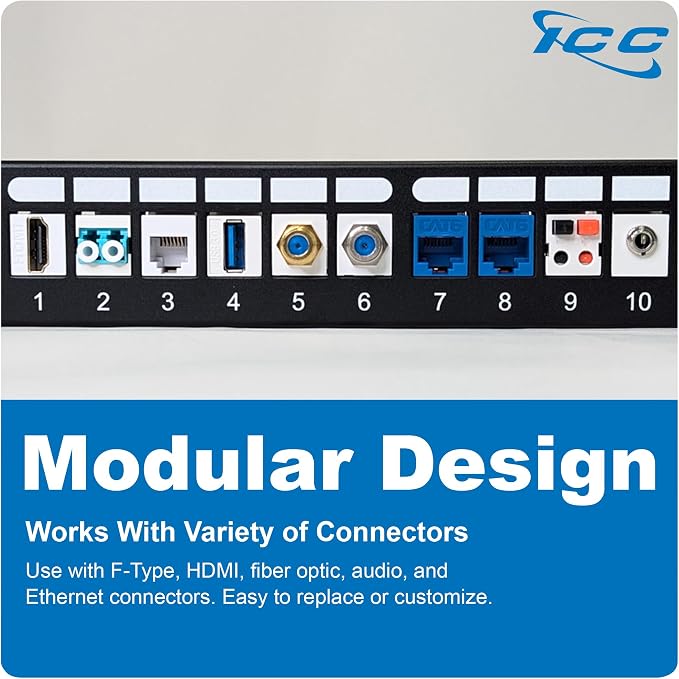 ICC 24 Port Blank Keystone 1U Patch Panel - Image 8