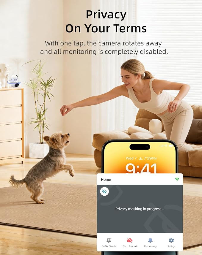 VIRTAVO Pet Camera Indoor for Dogs & Cats, 360° PTZ Pet Monitor - Image 9
