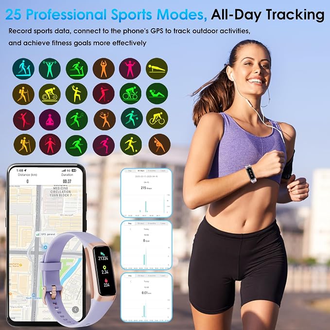 Fitness Tracker, 24/7 Heart Rate Blood Oxygen Blood Pressure Body Temp Monitor - Image 4