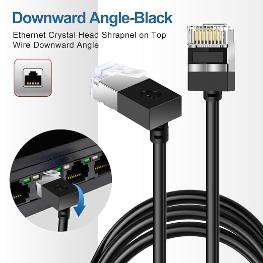 90° Downward Angled Cat 6A Ethernet Ultra Slim Cable 3.3 Feet 2Pack, Flexible - Image 4