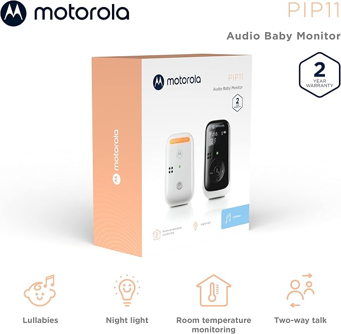Motorola Nursery Baby Monitor, 1000ft Range PIP11 Audio Only, Nightlight - Image 2