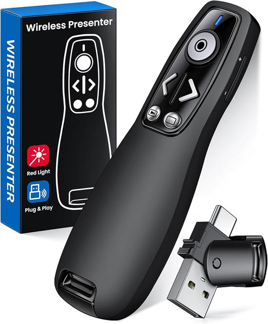 Presentation Clicker with USB-A & USB-C Receiver, 2.4GHz Wireless Presenter by Unknown