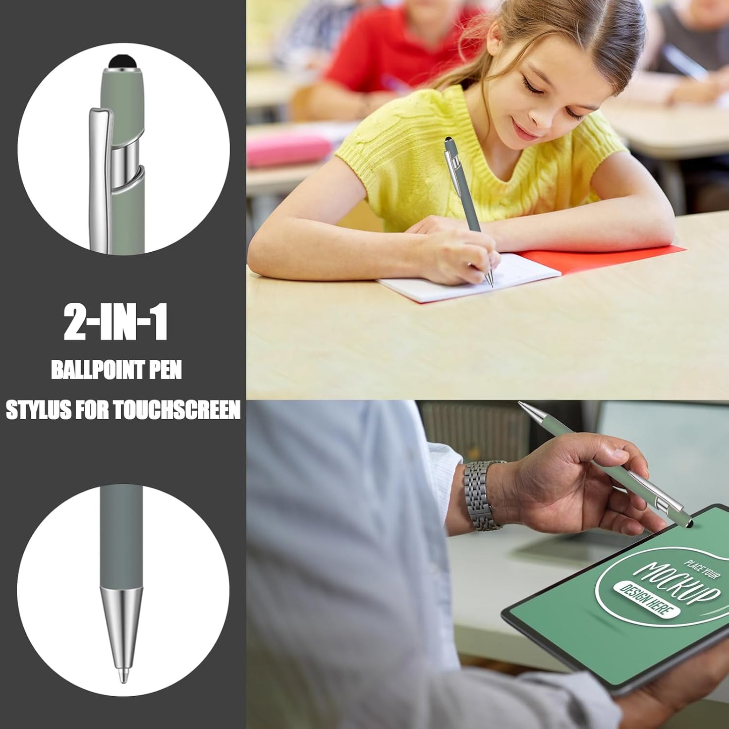 36 Pcs Blue Ink Ballpoint Pen with Stylus 2 in 1 Ballpoint Pen for Touch Screens School Office Coworkers (Moran)