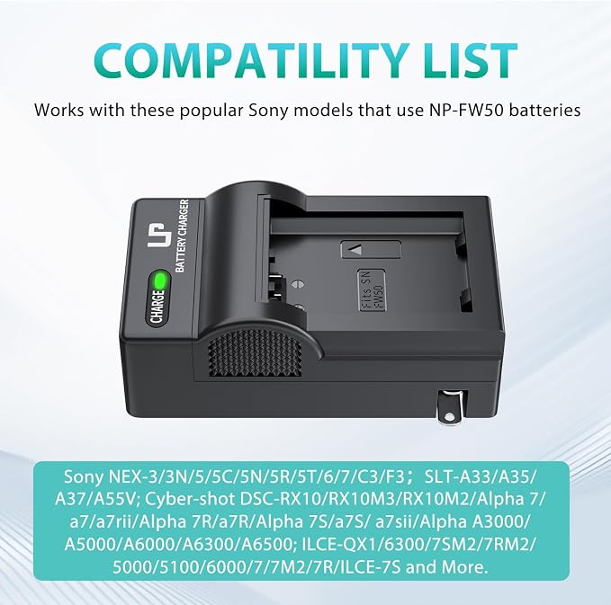 NP-FW50 Battery Charger, LP Charger Compatible - Image 2