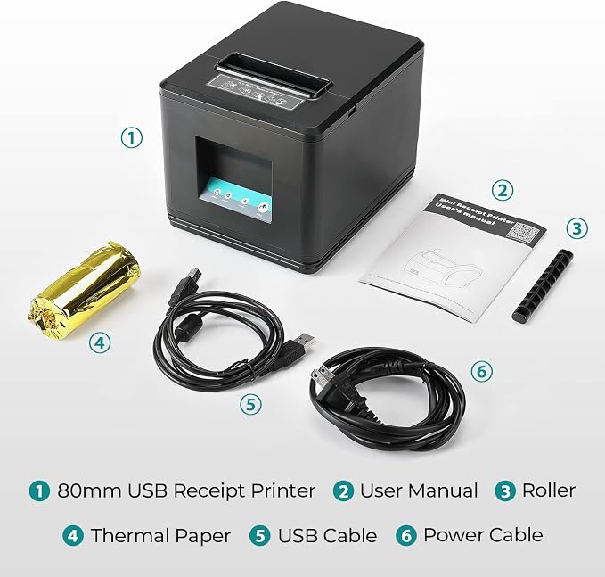 MUNBYN 80mm USB Thermal Receipt Printer, POS Printer - Image 5