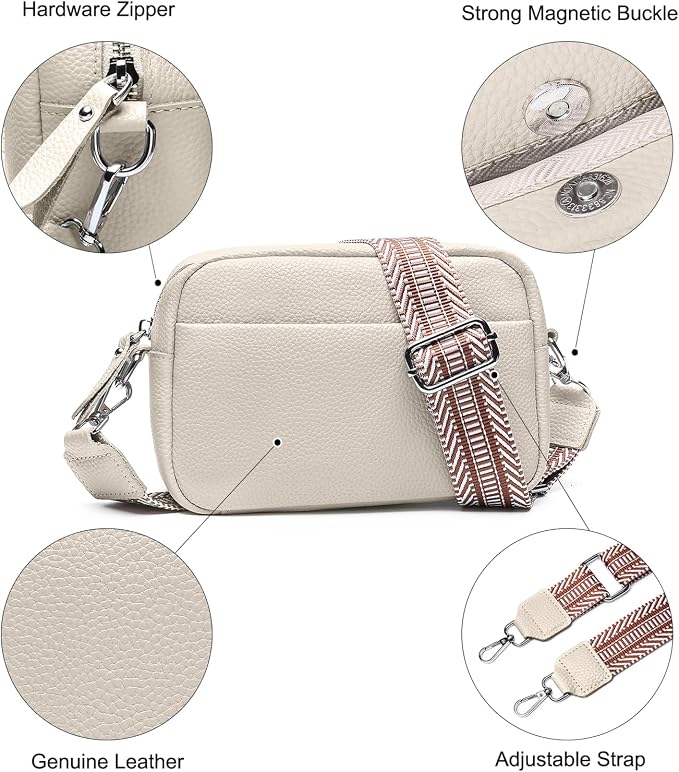 Small Crossbody Bags for Women Genuine Leather, Guitar Strap Shoulder Handbag - Image 5