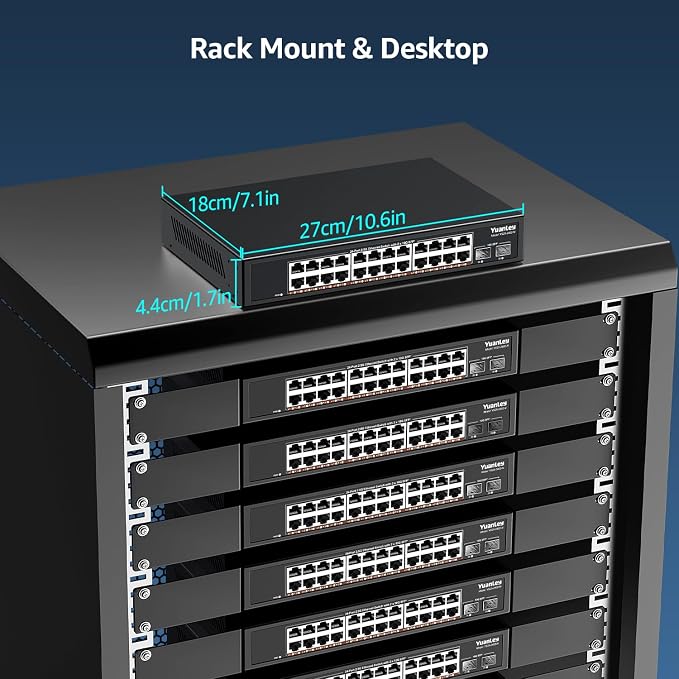24 Port 2.5G Umanaged Ethernet Switch, 24 x 2.5Gb Base-T Ports, 2 x 10G SFP+ - Image 6