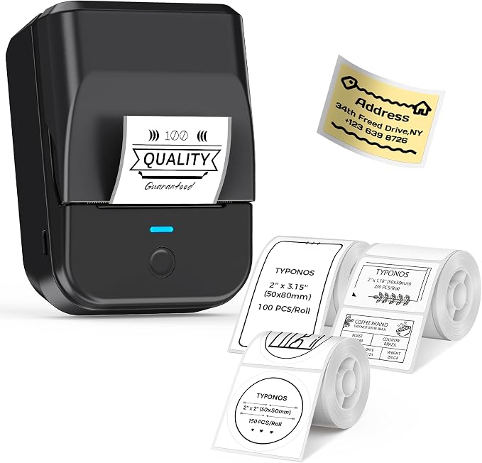 PM240 Label Maker Machine with 3 Tapes, Set 2 by TYPONOS