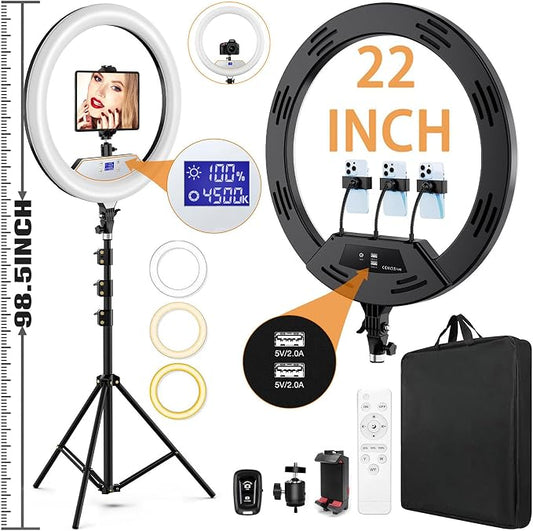 22"Ring Light with Stand, Ring Light Tripod by MACTREM