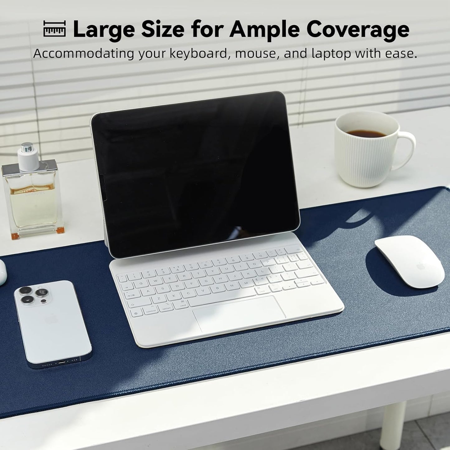 Waterproof Large Gaming Mouse Pad with Durable Stitched Edges, Non-Slip Rubber Base, Smooth Surface Mouse Mat Desk Pad for Home Office Gaming, 27.5"x11.8"x0.12", Dark Blue